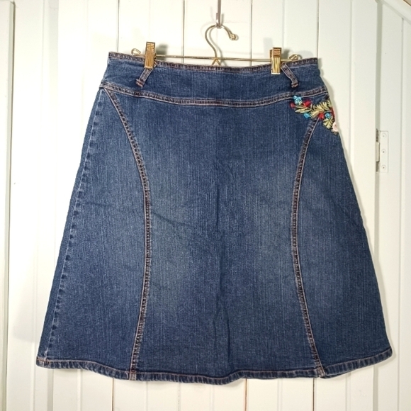 gardeur Dresses & Skirts - Floral embroidered mini jeans skirt